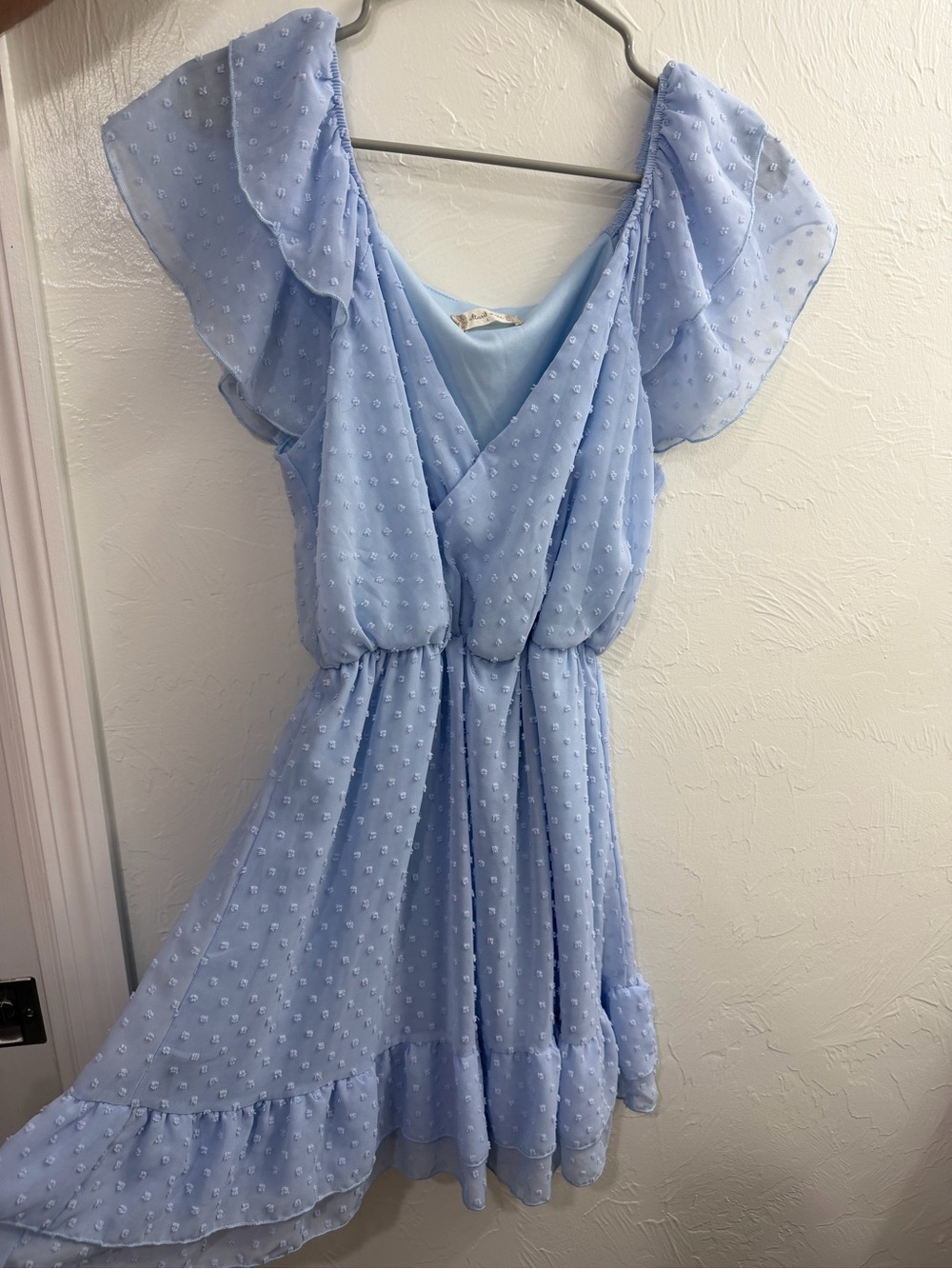 Altar'd State Light Blue Swiss Dot Midi Dress